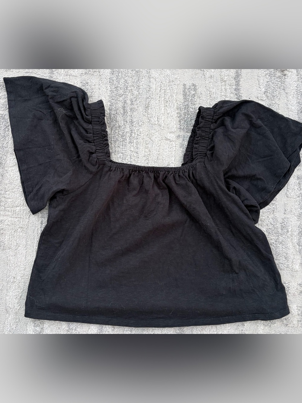 Marine Layer Black Puff Sleeve Square Neck Women's Top - XL